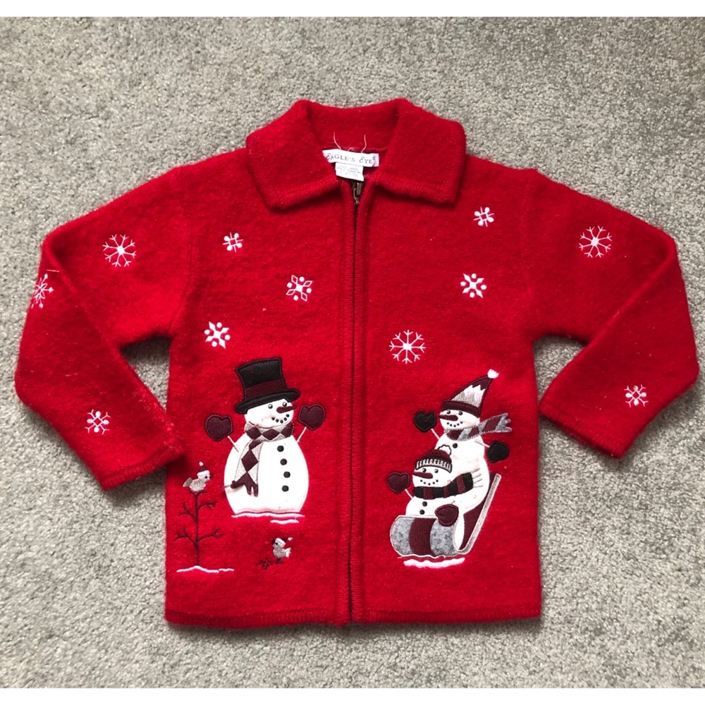 EAGLE’S EYE ⛄️ Embroidered Red Zip-Up Sweater